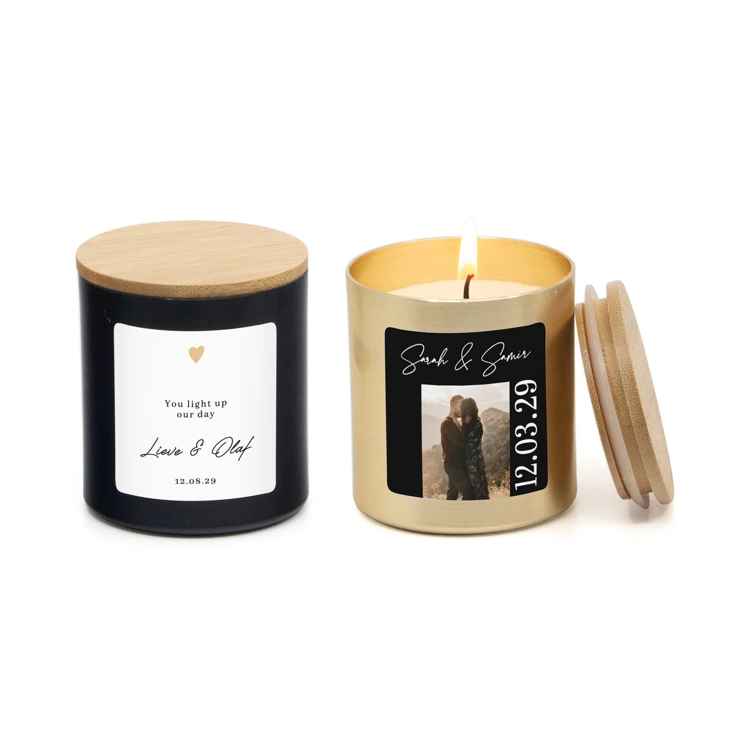 Geurkaars met eigen etiket - Trouwen - Bedankjes.nl