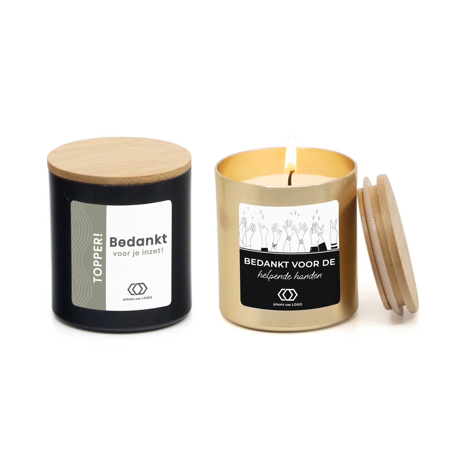 Geurkaars met eigen etiket - Zakelijk - Bedankjes.nl