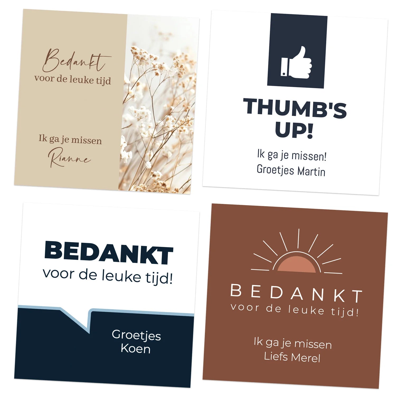 Kaartjes (10 x 10cm)- Collega - Bedankjes.nl