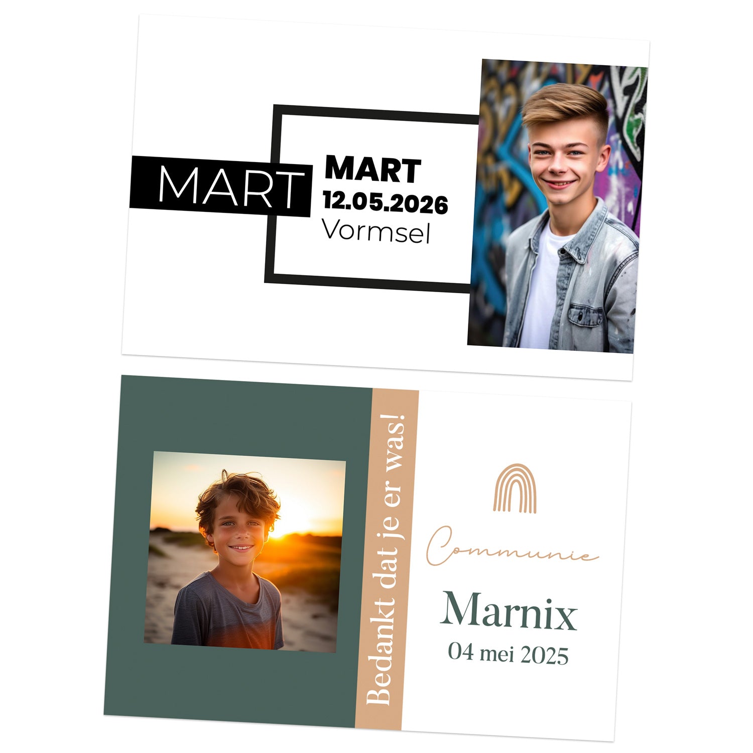 Kaartjes (15 x 10cm)- Communie jongens - Bedankjes.nl