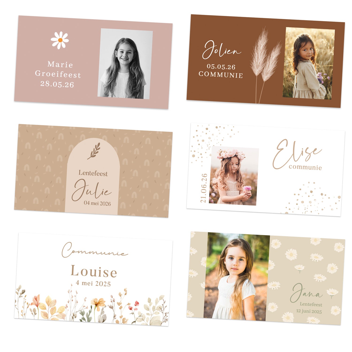 Kaartjes (9 x 5cm)- Communie meisjes - Bedankjes.nl