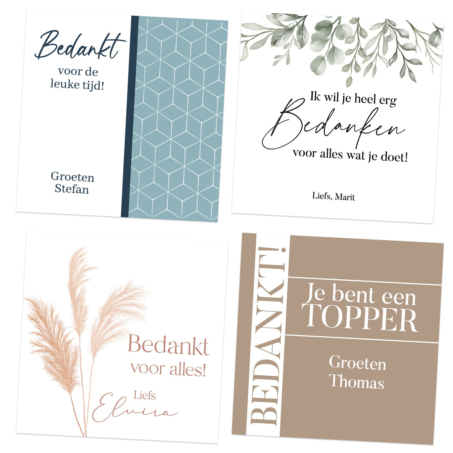 Persoonlijke kaarten (10 x 10cm) - Bedankt - Bedankjes.nl