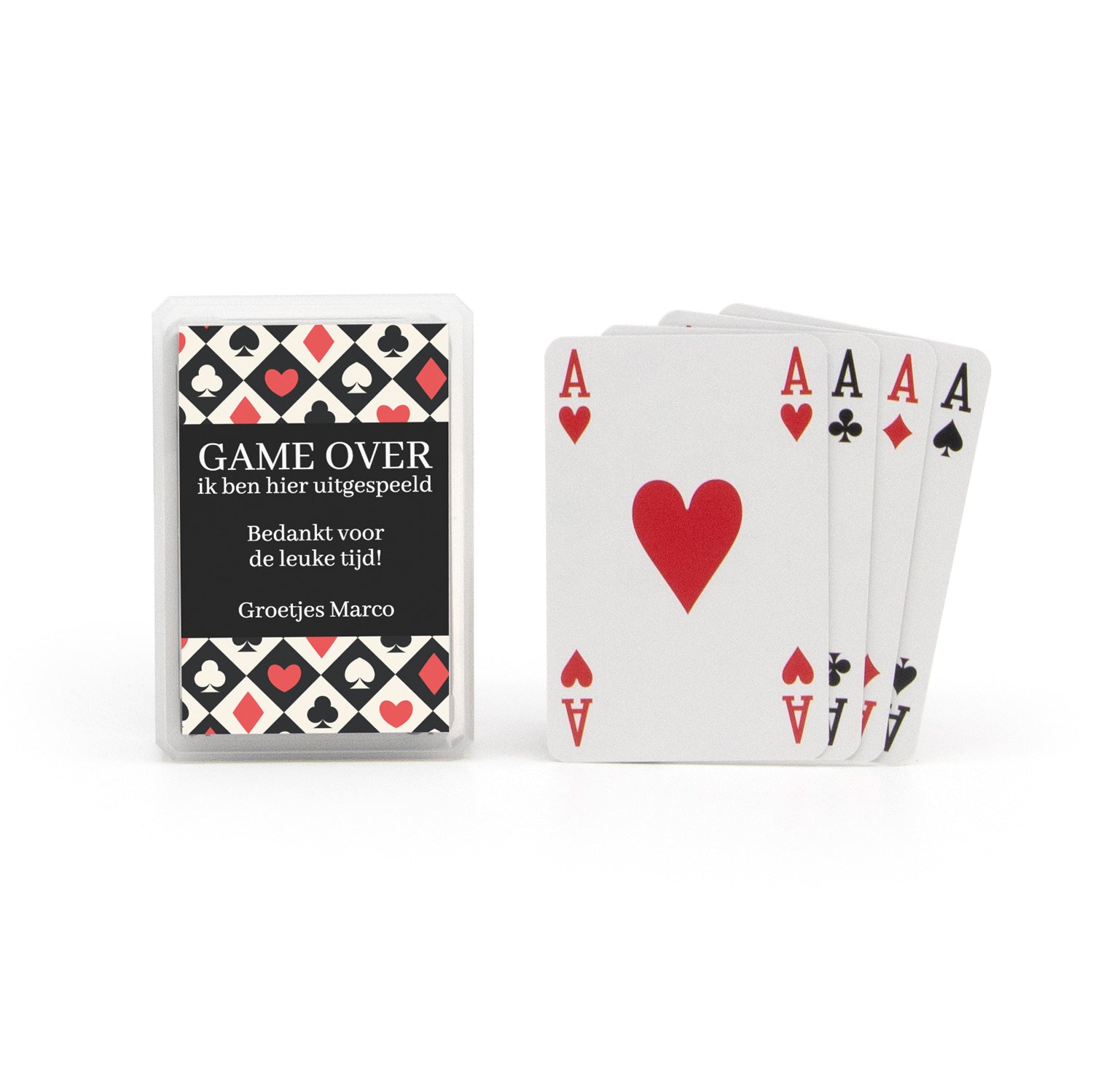 Kaartspel Game Over met eigen tekst - Afscheid Collega - Bedankjes.nl