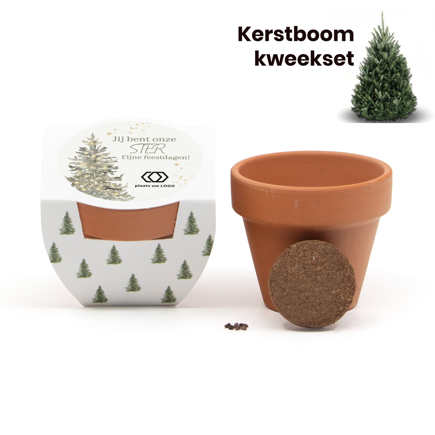 Let it grow! Kerstboom kweeksetje eigen etiket - Kerst - Bedankjes.nl