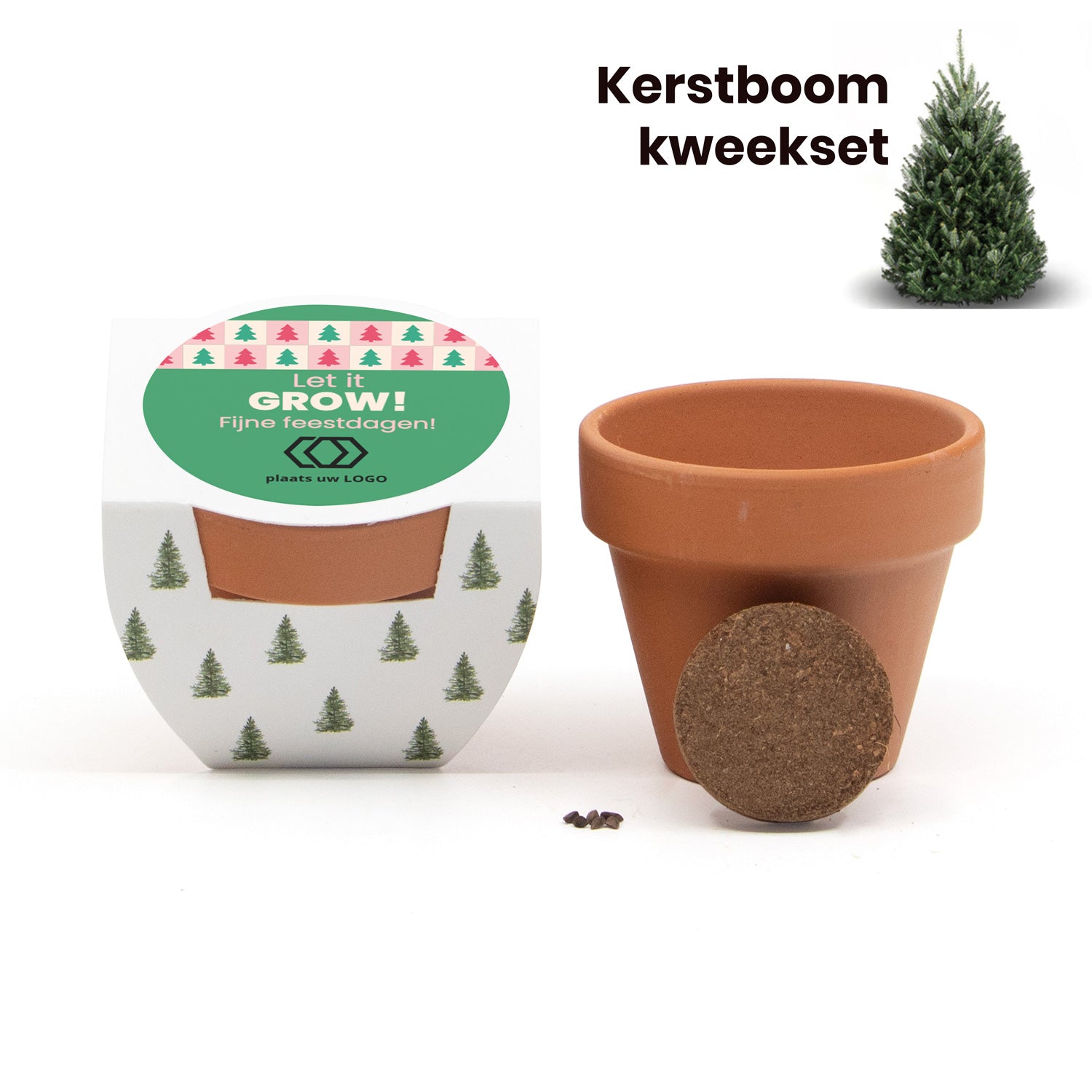 Let it grow! Kerstboom kweeksetje eigen etiket - Kerst - Bedankjes.nl