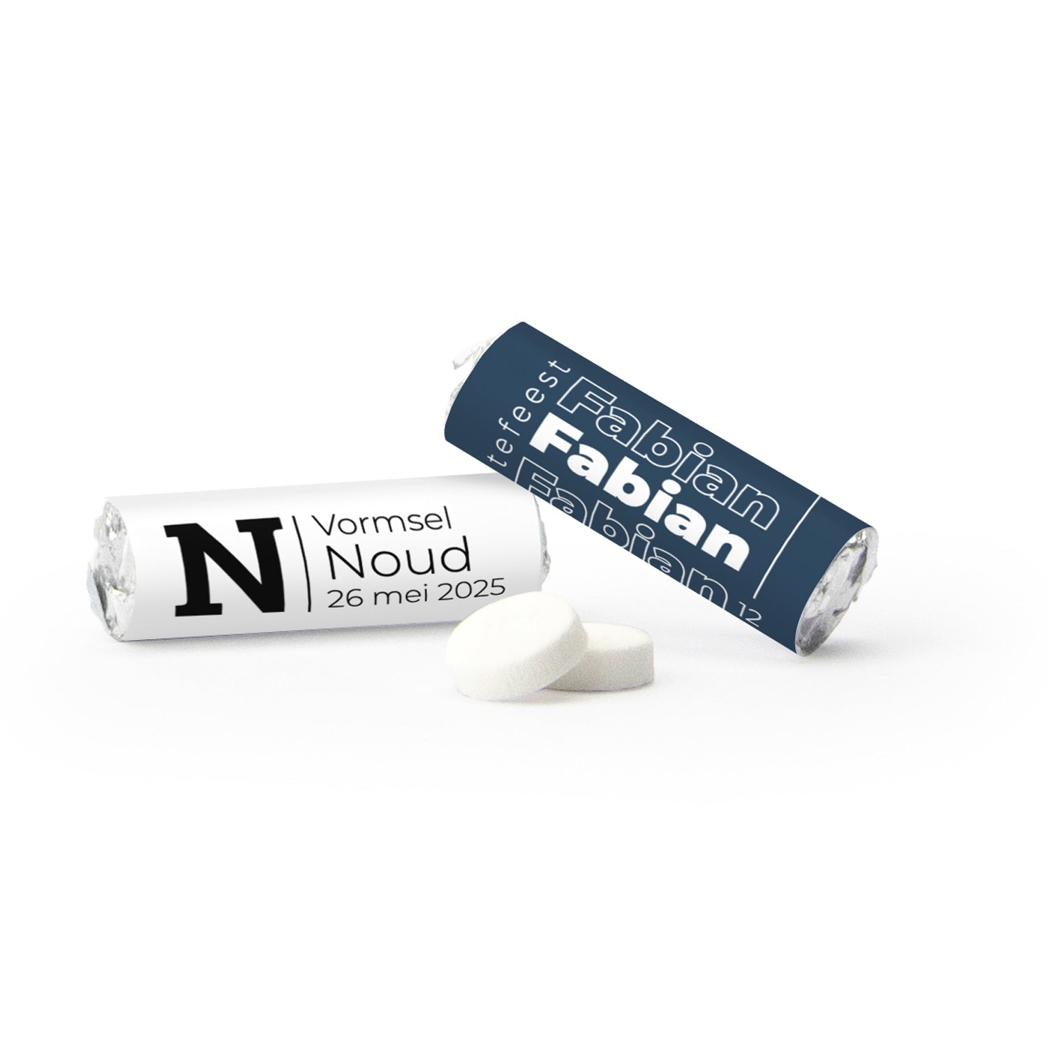 Mini pepermuntrolletjes (50 stuks) - Communie jongens - Bedankjes.nl