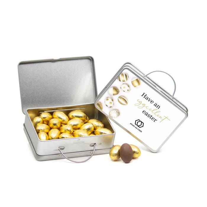Koffertje van blik met paaseitjes - Pasen Koffertje van blik met paaseitjes - Pasen