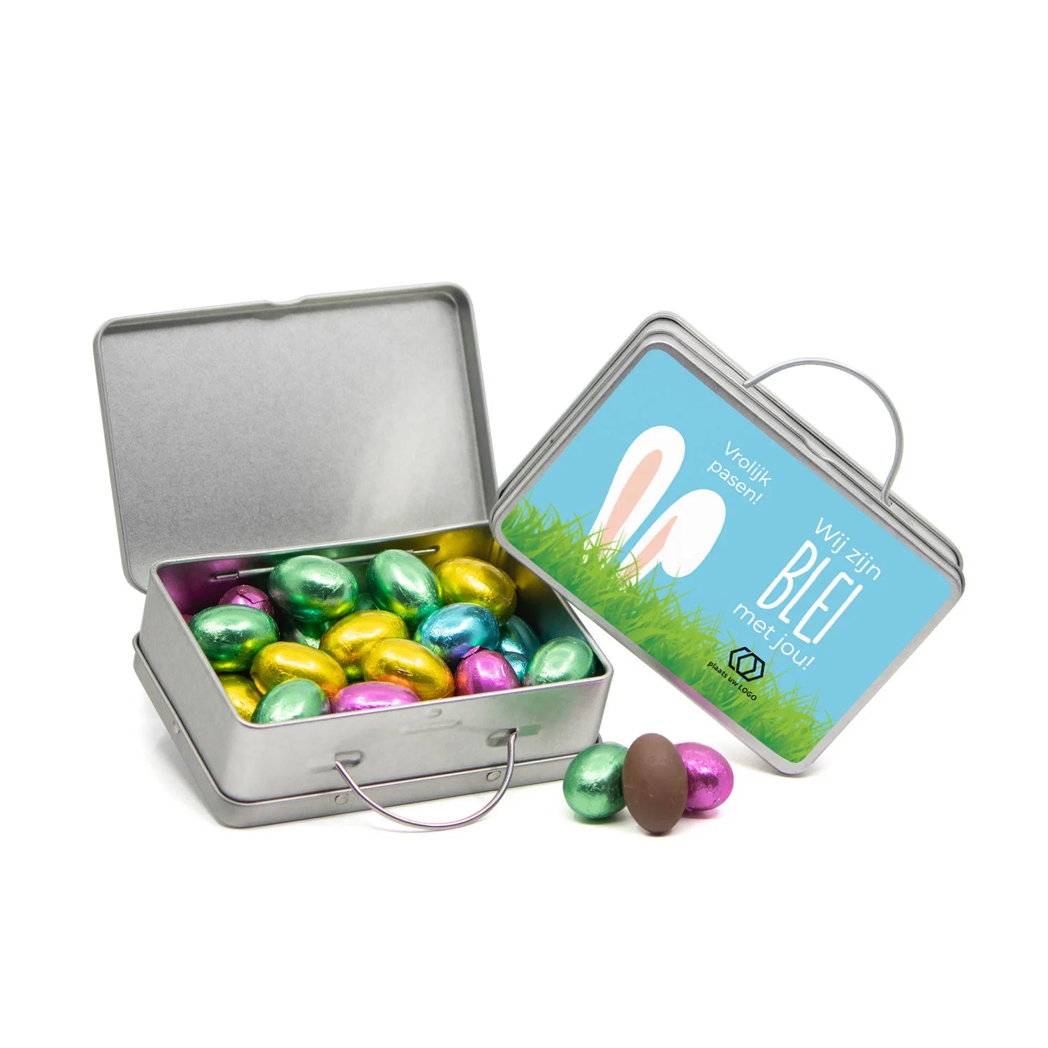 Koffertje van blik met paaseitjes - Pasen - Bedankjes.nl