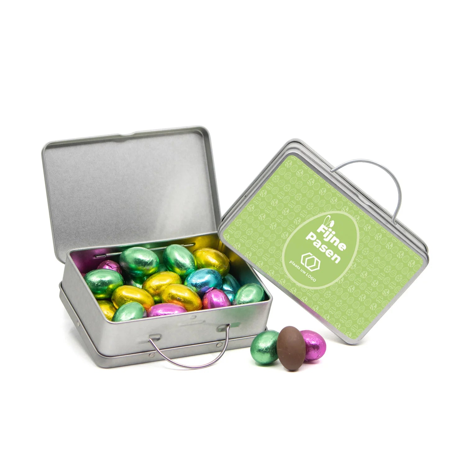 Koffertje van blik met paaseitjes - Pasen - Bedankjes.nl