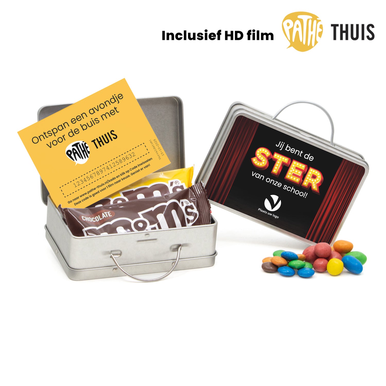 Persoonlijk koffertje met Pathé Thuis vouchercode - Leraar - Bedankjes.nl