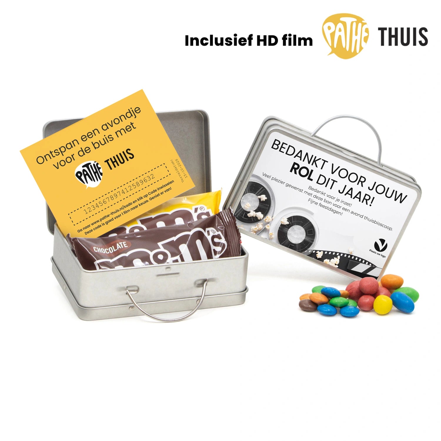 Persoonlijk koffertje met Pathé Thuis vouchercode - Kerst - Bedankjes.nl