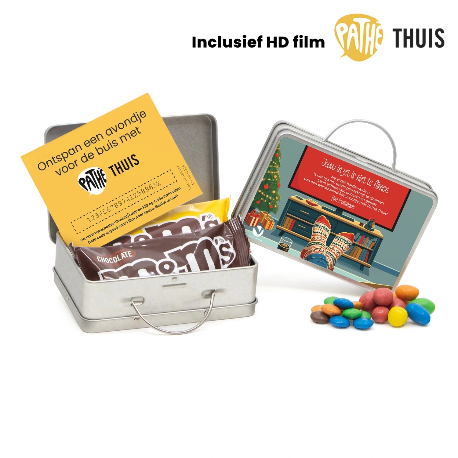 Persoonlijk koffertje met Pathé Thuis vouchercode - Kerst - Bedankjes.nl