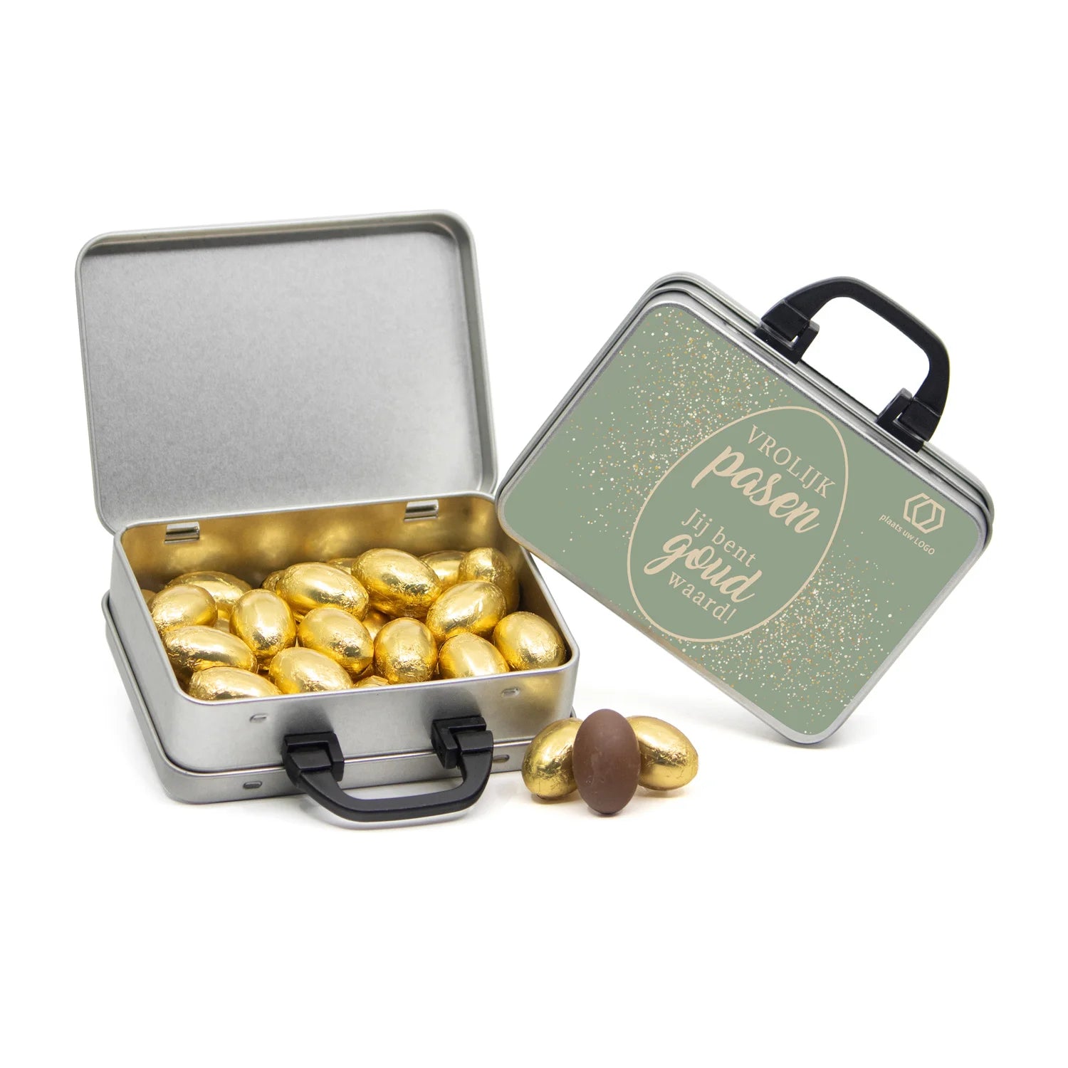 Blikken koffertje vol paaseitjes - Pasen - Bedankjes.nl