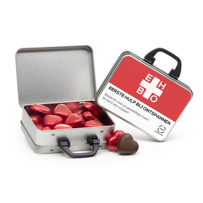 Koffertje van blik met snoepjes - Zakelijk Koffertje van blik met snoepjes - Zakelijk