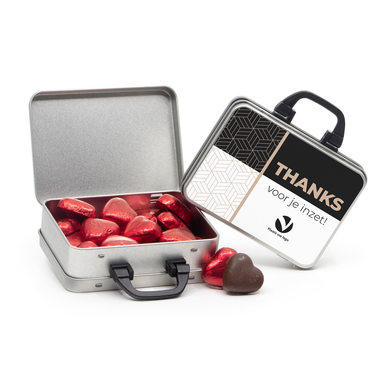 Koffertje van blik met snoepjes - Zakelijk - Bedankjes.nl