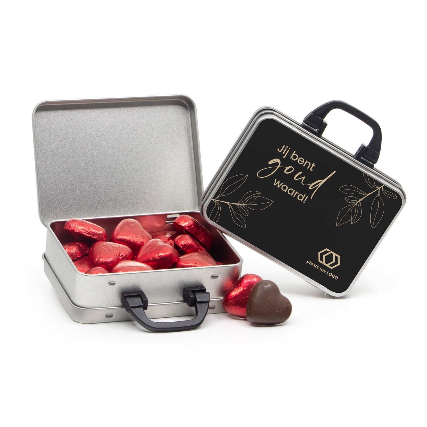 Koffertje van blik met snoepjes - Verpleging - Bedankjes.nl