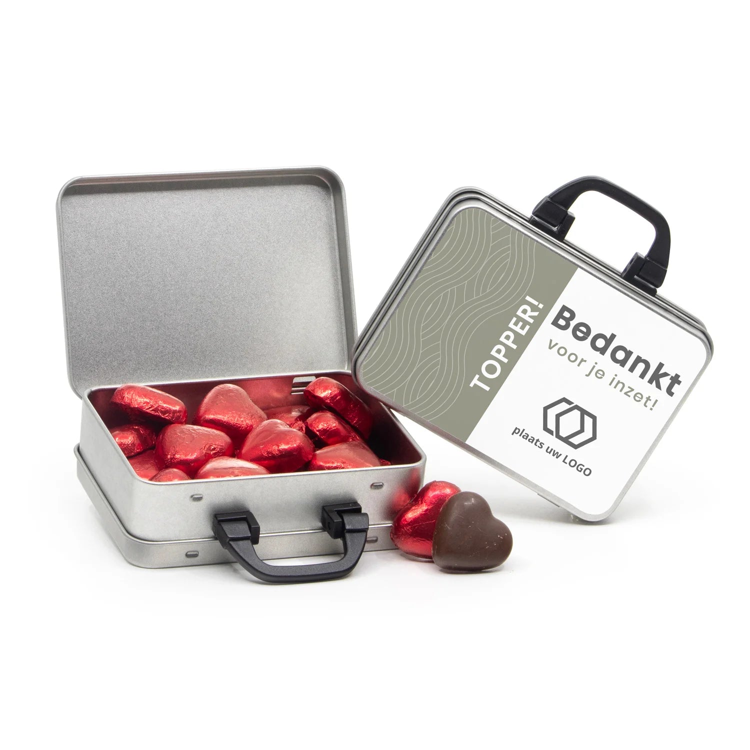 Koffertje van blik met snoepjes - Zakelijk - Bedankjes.nl