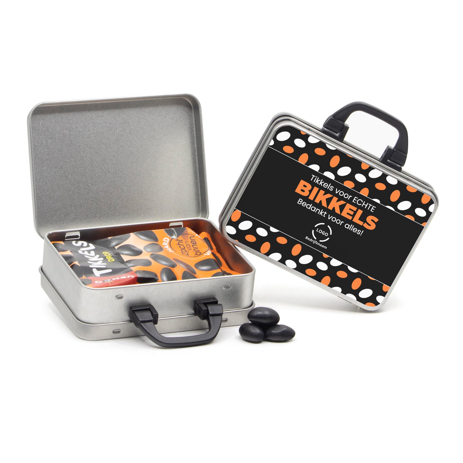 Tikkels voor bikkels in een koffertje - Zakelijk - Bedankjes.nl