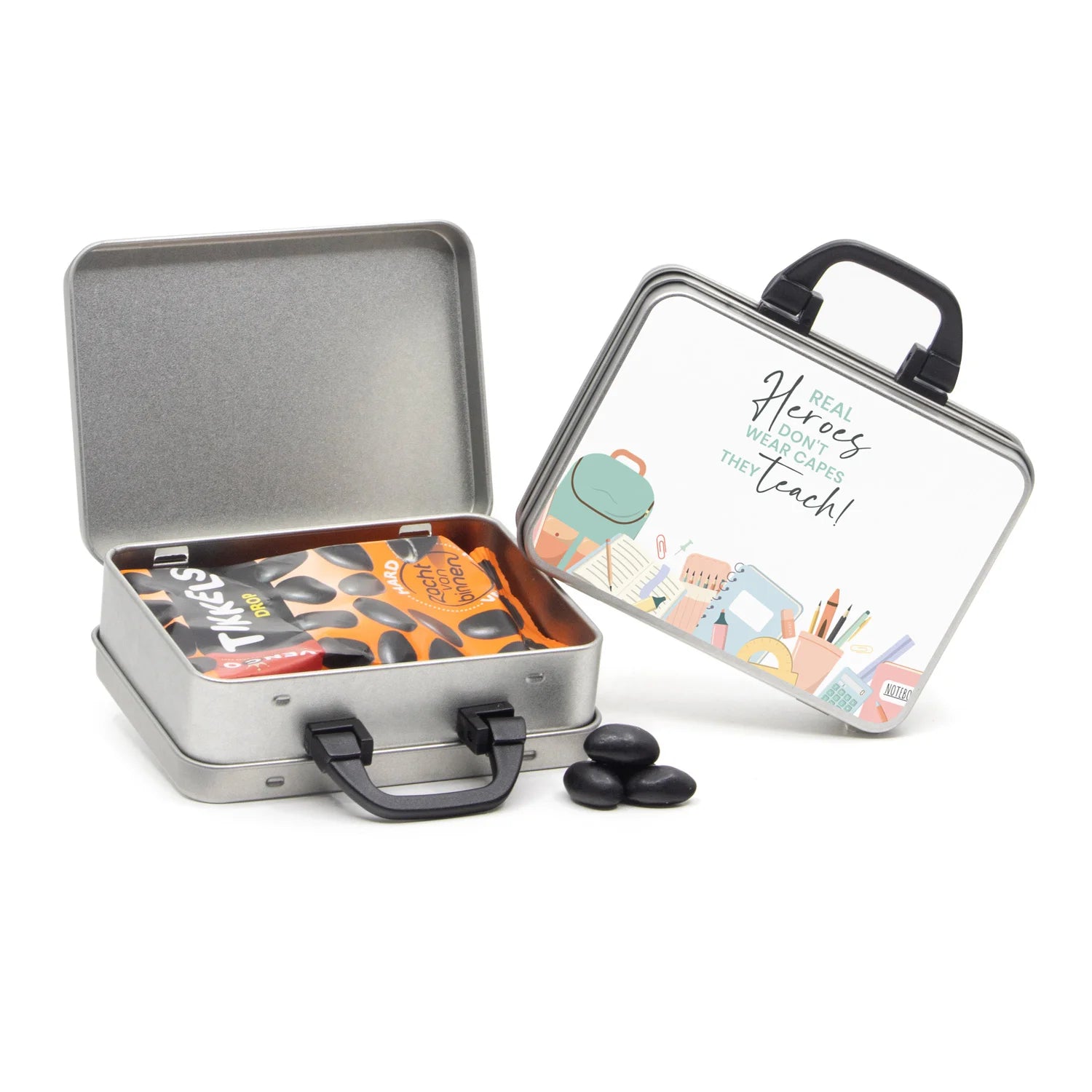 Tikkels voor bikkels in een koffertje - Leraar - Bedankjes.nl