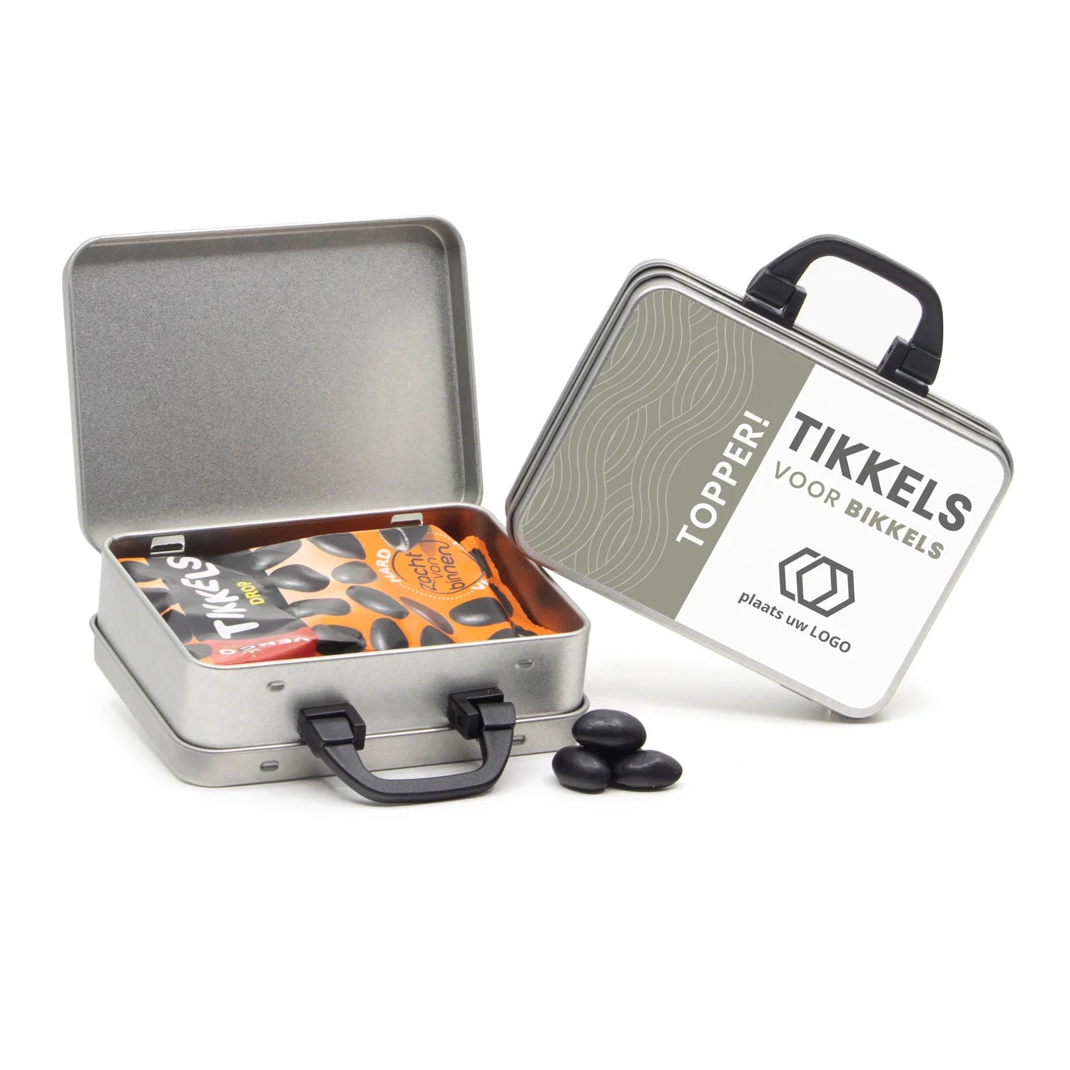 Tikkels voor bikkels in een koffertje - Zakelijk - Bedankjes.nl