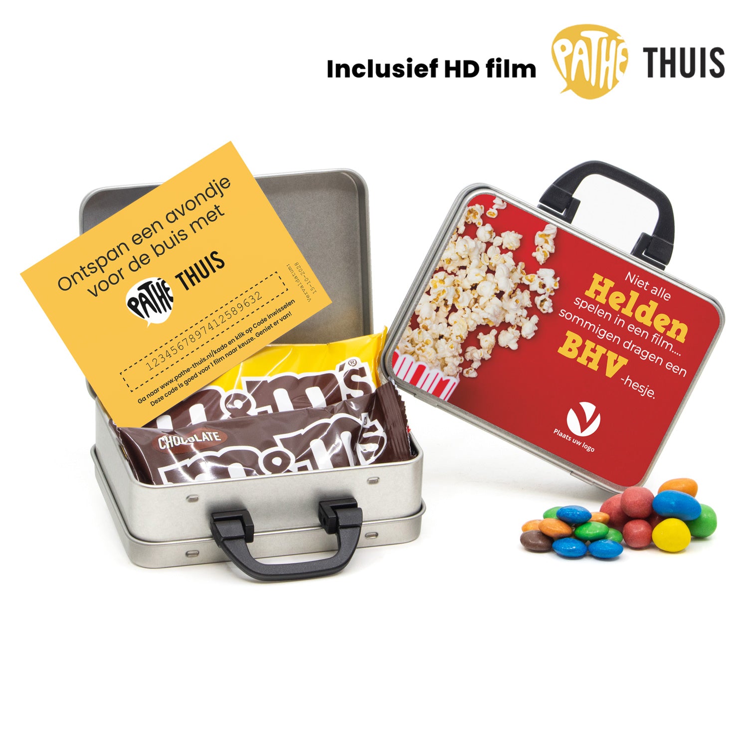 Persoonlijk koffertje met Pathé Thuis vouchercode - BHV'er - Bedankjes.nl