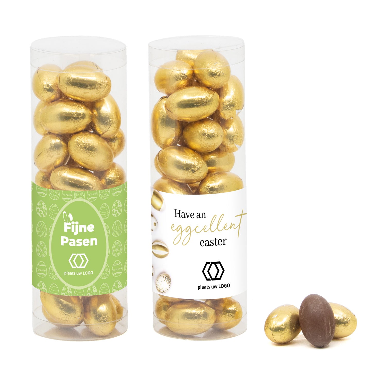 Koker met paaseitjes en eigen etiket - Bedankjes.nl