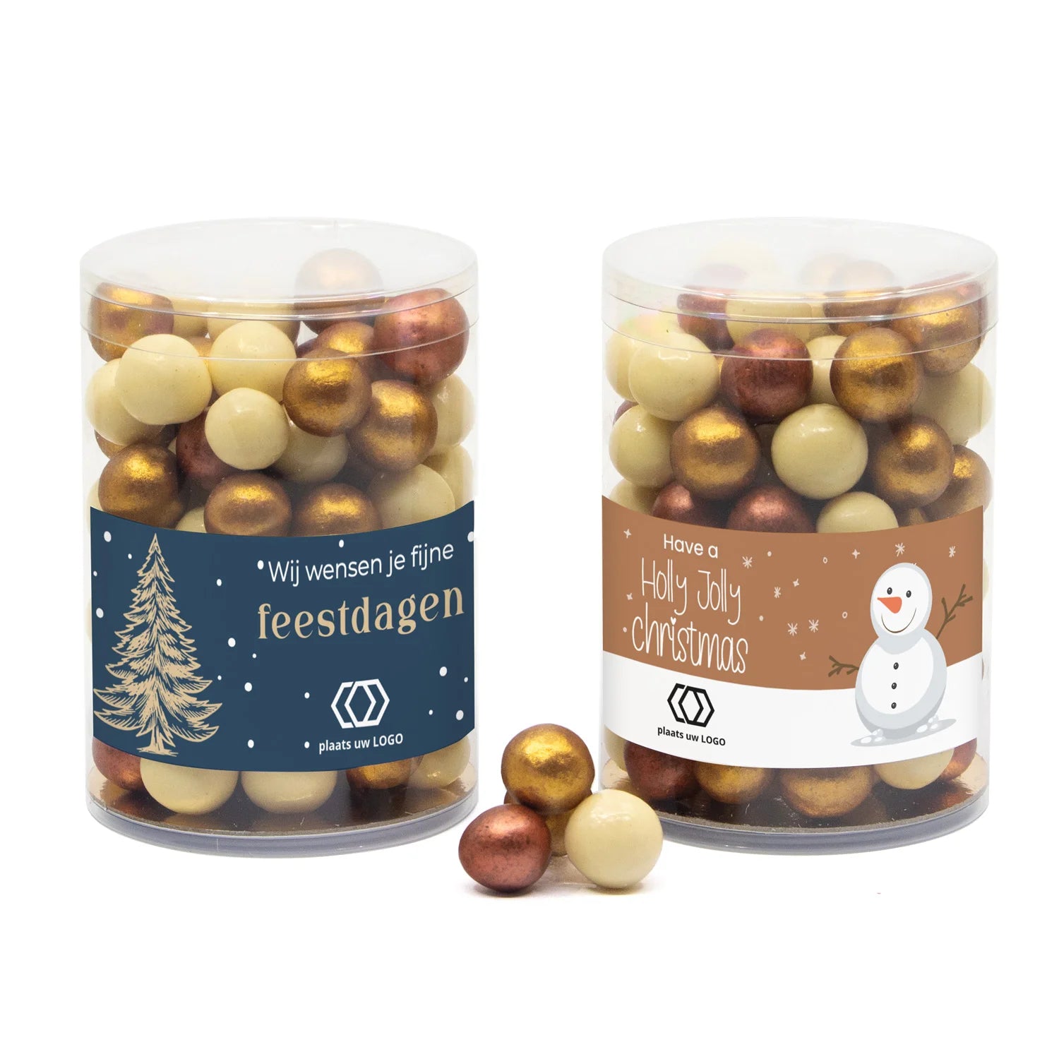 Koker met snoepjes en eigen etiket - Kerst