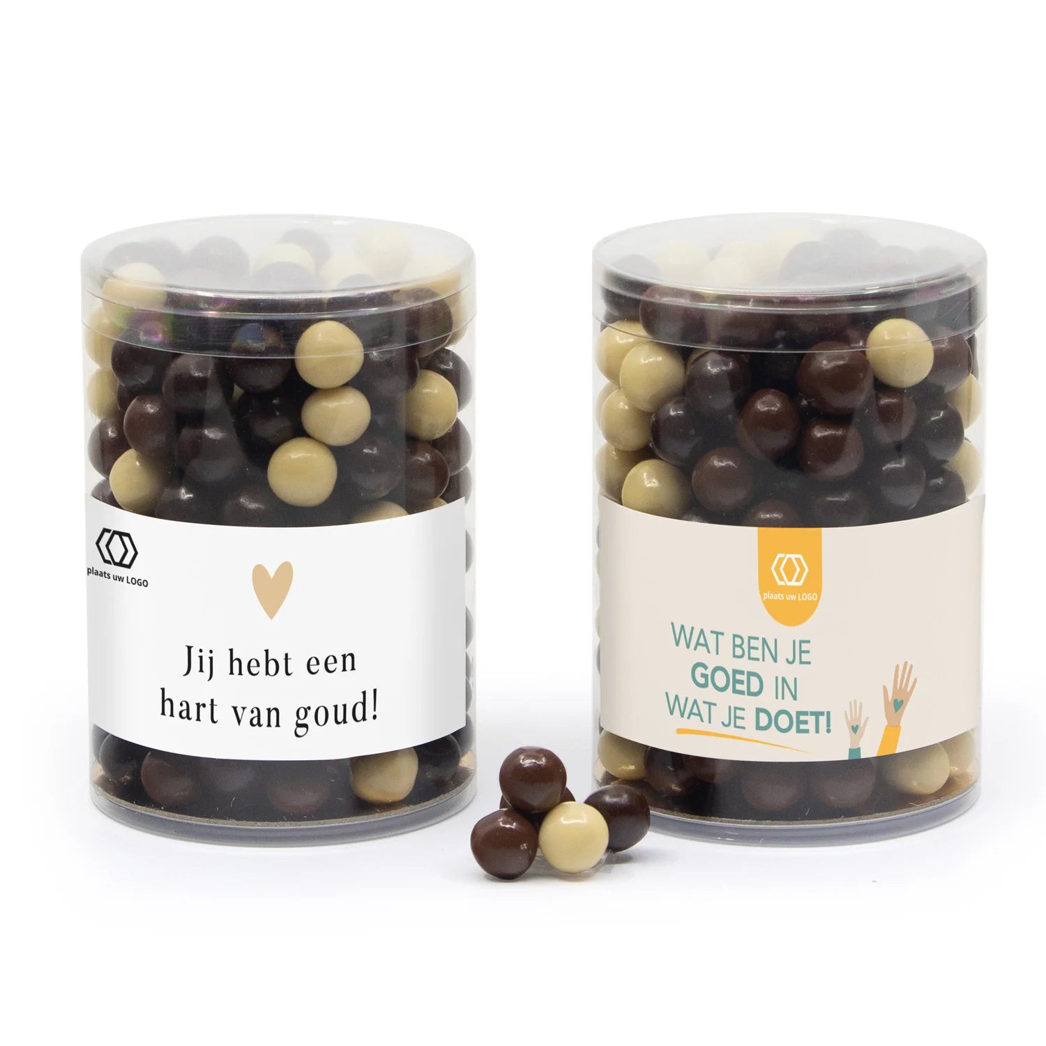 Koker met snoepjes en eigen etiket - Zakelijk
