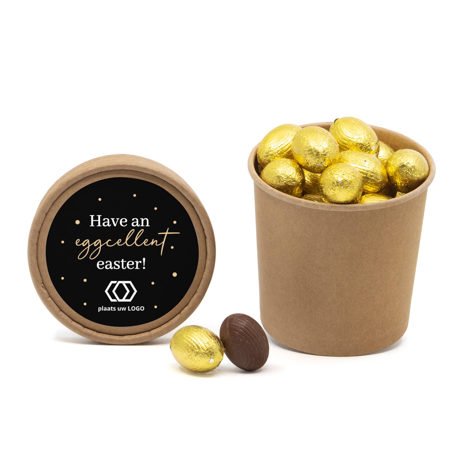 Beker met paaseitjes en eigen etiket - Pasen - Bedankjes.nl