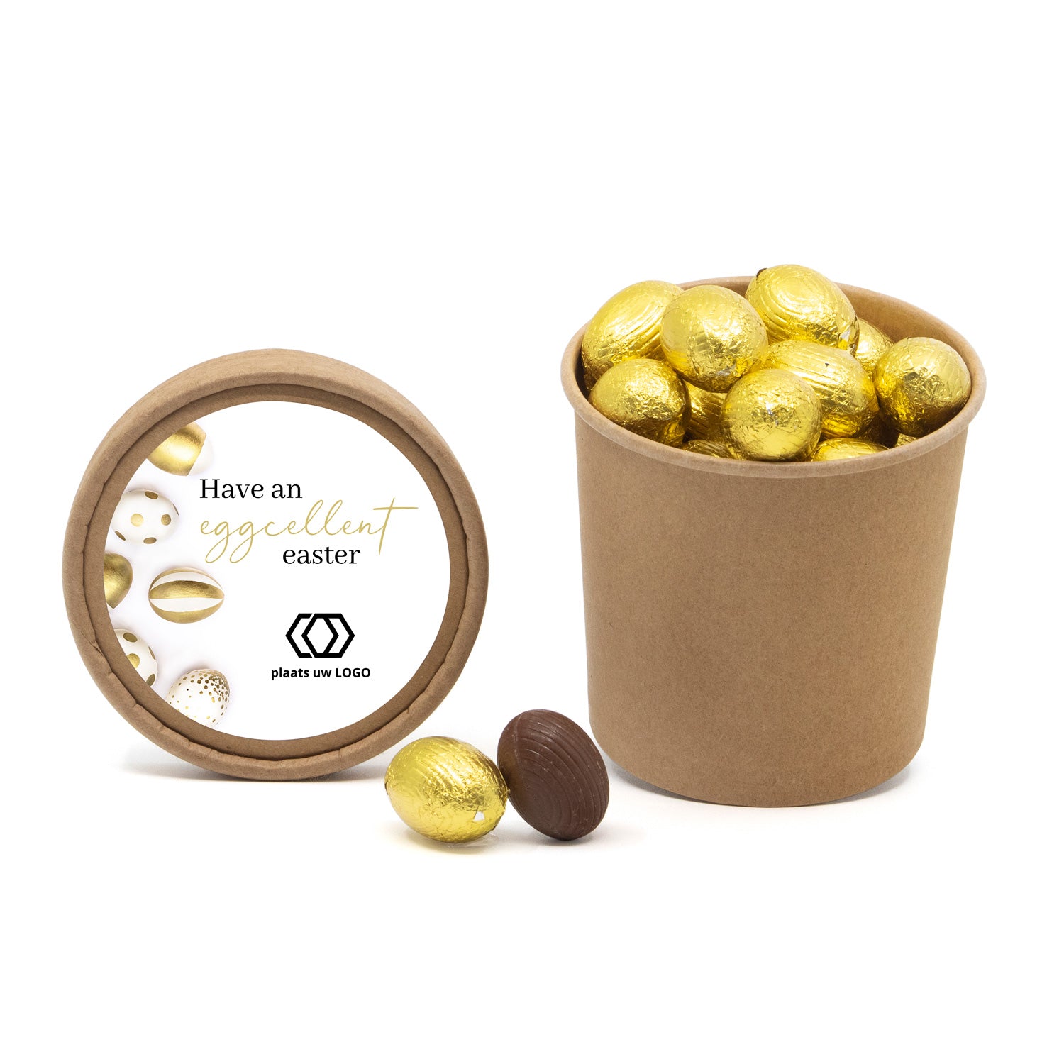 Beker met paaseitjes en eigen etiket - Pasen - Bedankjes.nl