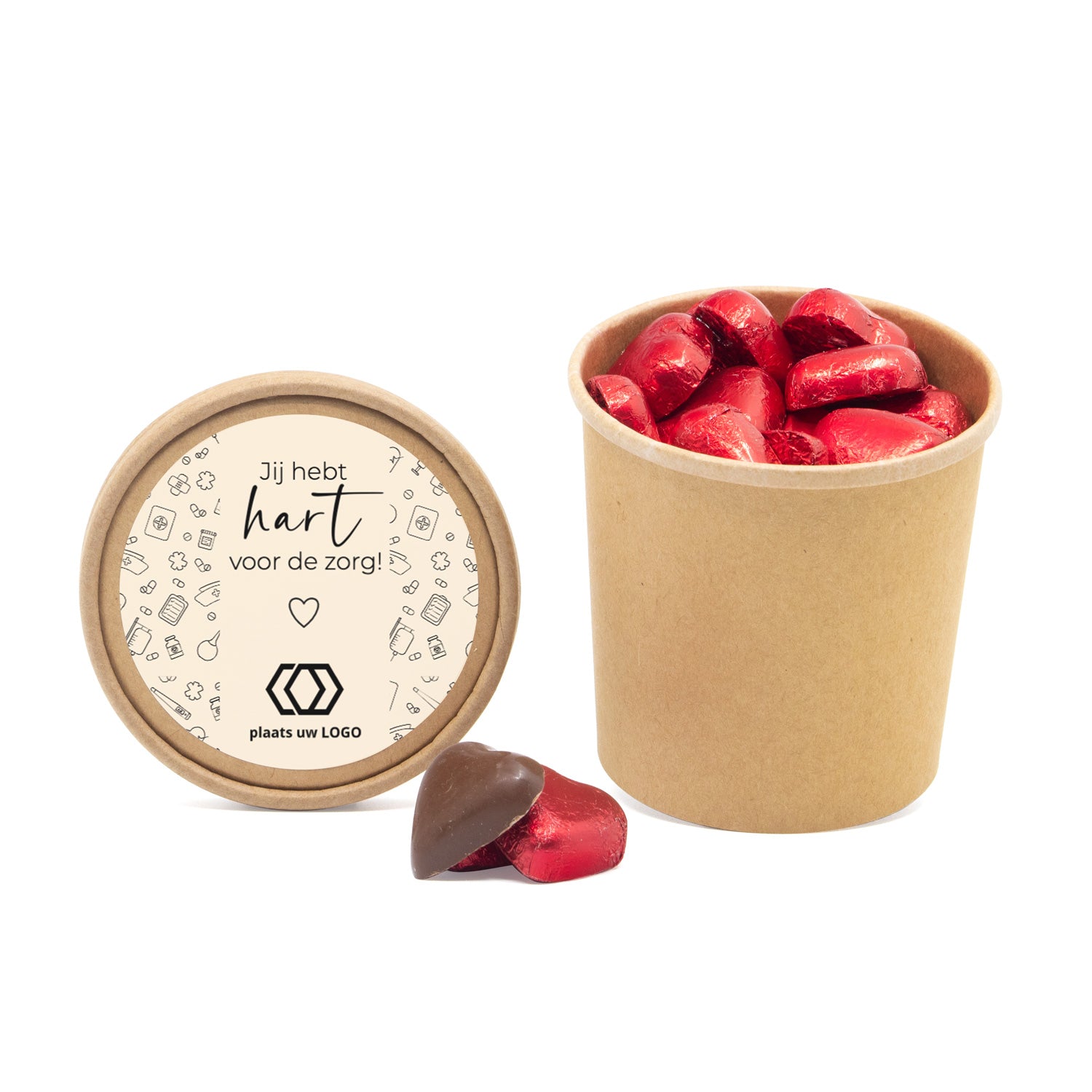 Kraftbeker met chocolade harten - Verpleging - Bedankjes.nl
