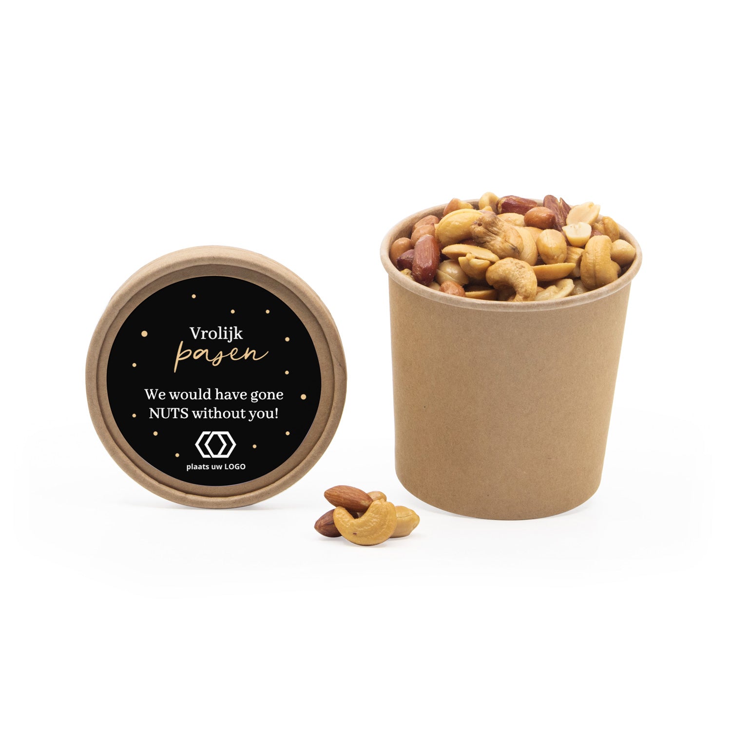 Kraftbeker met nootjes en eigen etiket - Pasen - Bedankjes.nl