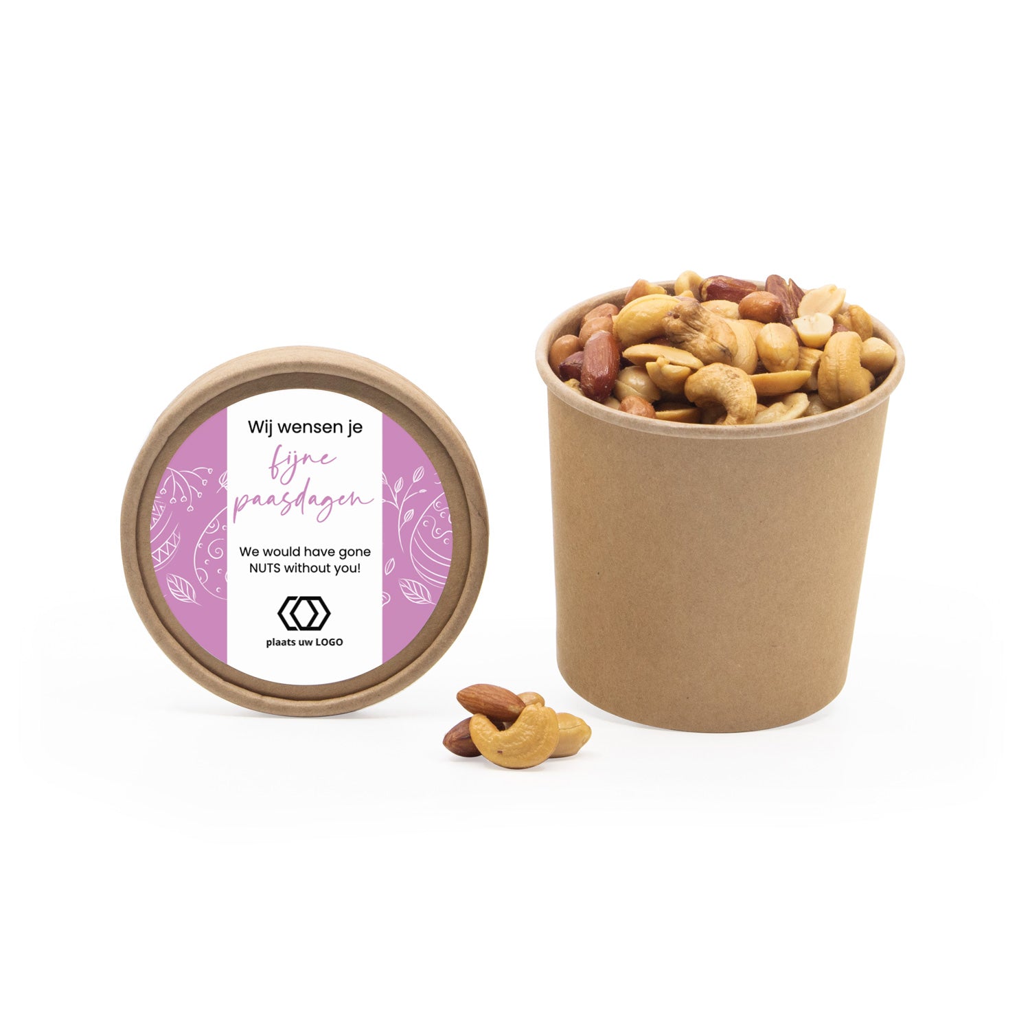 Kraftbeker met nootjes en eigen etiket - Pasen - Bedankjes.nl