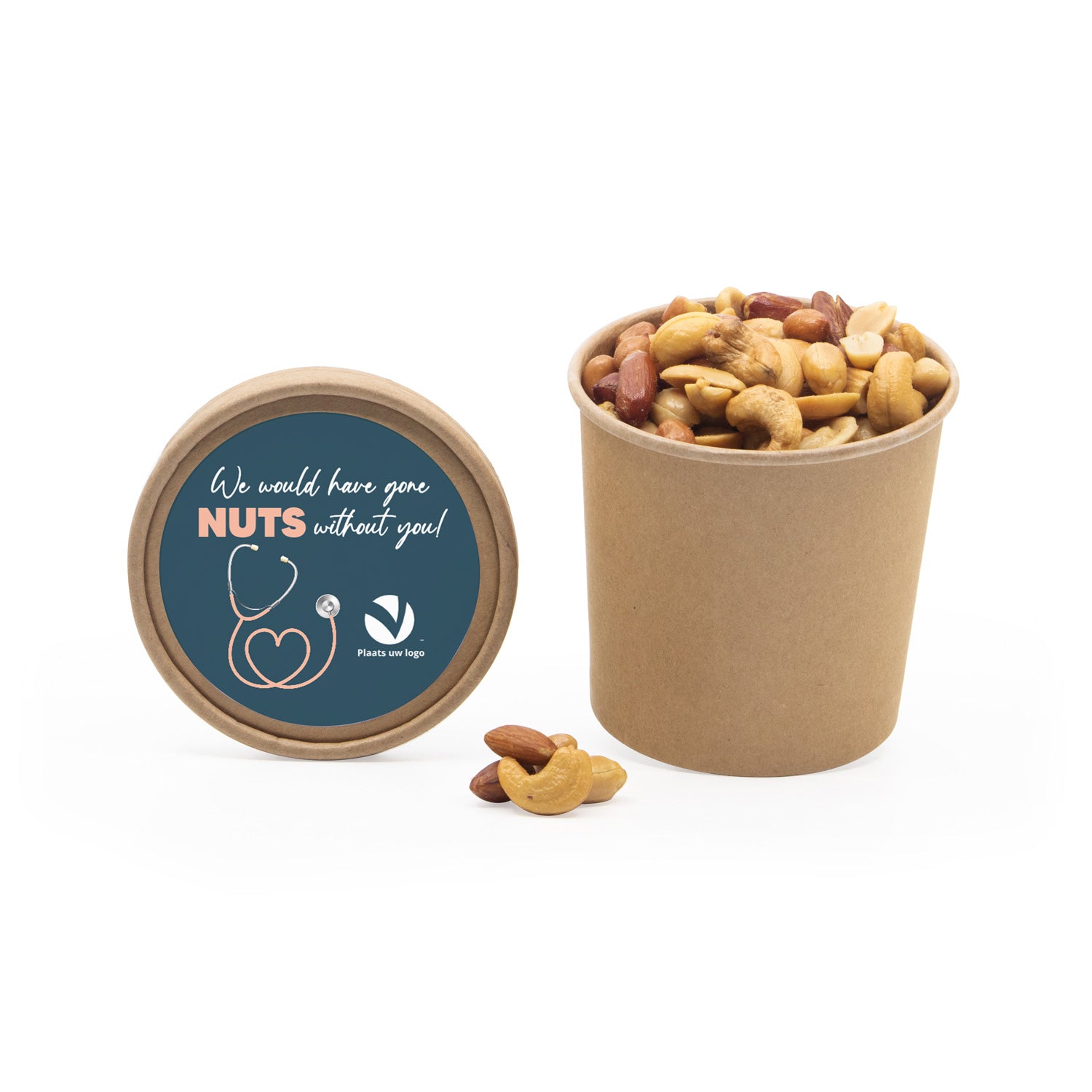 Kraftbeker met nootjes en eigen etiket - Verpleging - Bedankjes.nl