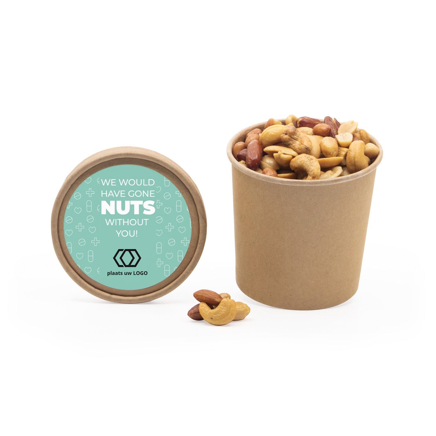 Kraftbeker met nootjes en eigen etiket - Verpleging - Bedankjes.nl