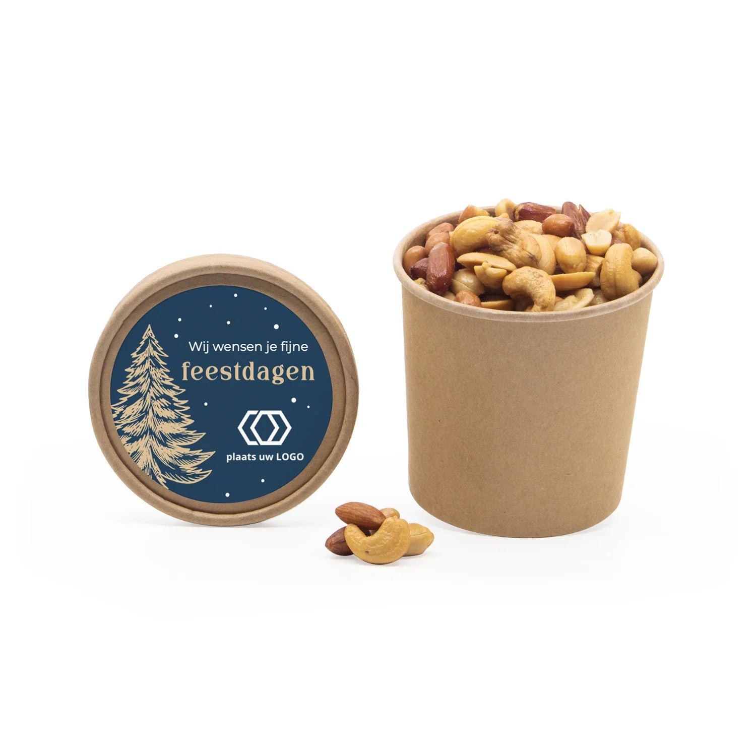 Kraftbeker met verse notenmix en eigen etiket - Kerst - Bedankjes.nl