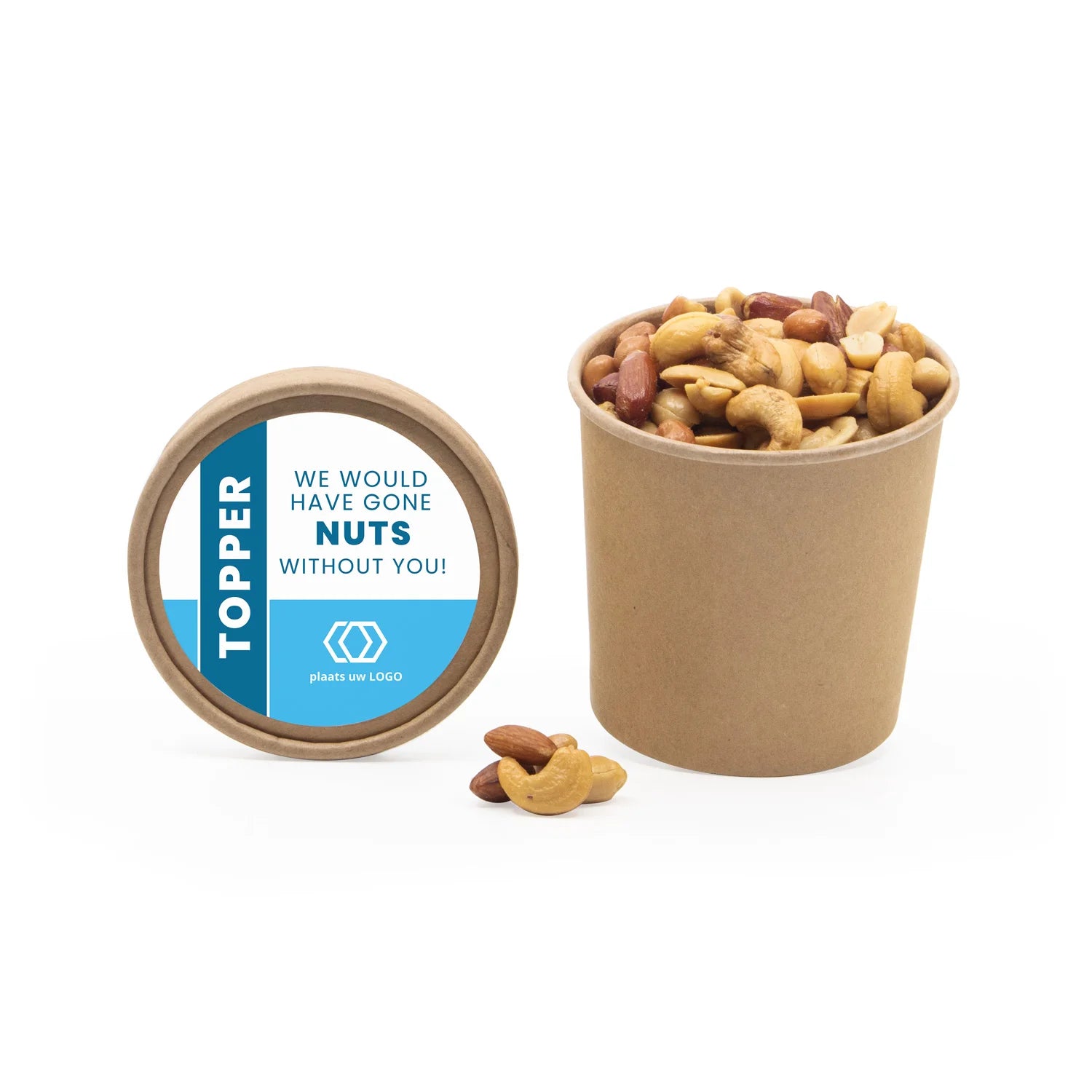 Kraftbeker met nootjes en eigen etiket - Zakelijk - Bedankjes.nl