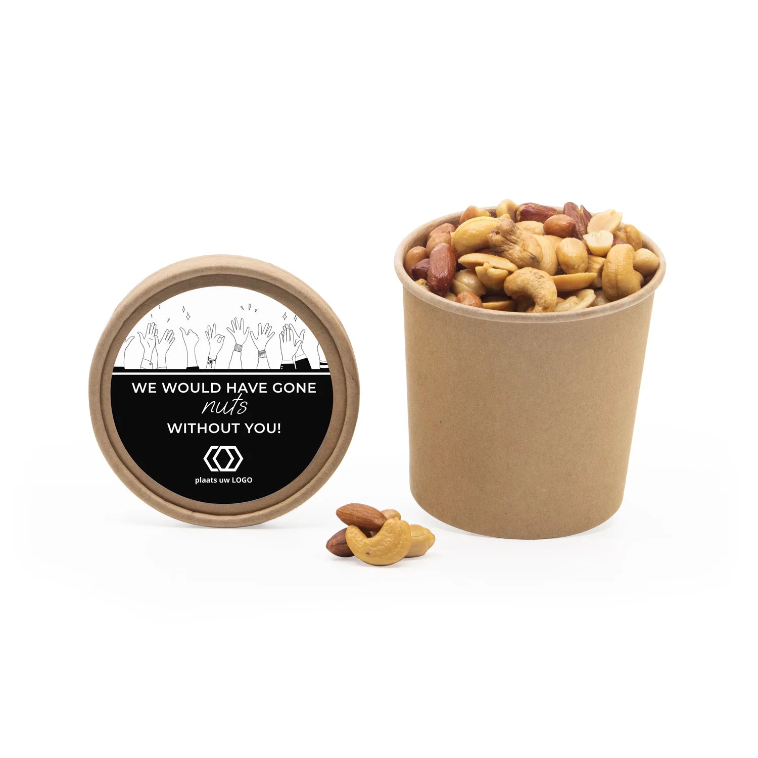 Kraftbeker met nootjes en eigen etiket - Zakelijk - Bedankjes.nl