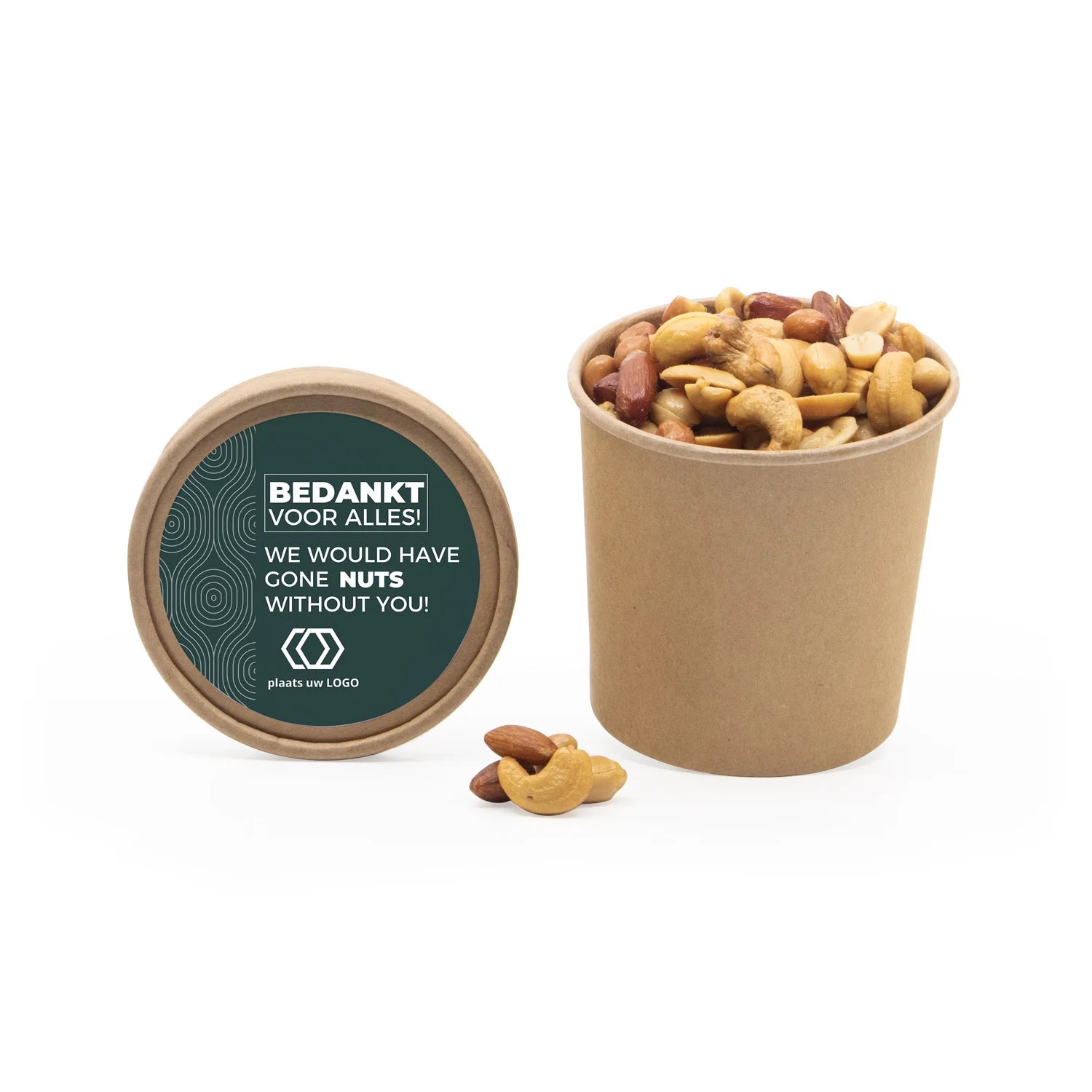 Kraftbeker met nootjes en eigen etiket - Zakelijk - Bedankjes.nl