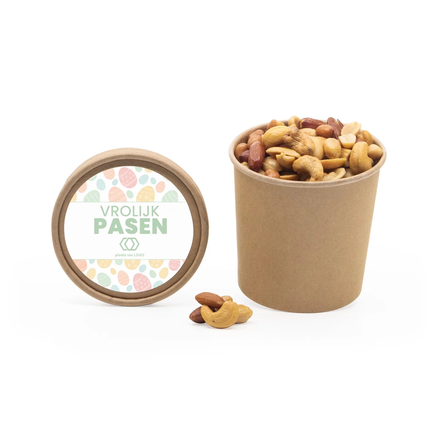 Kraftbeker met nootjes en eigen etiket - Pasen - Bedankjes.nl