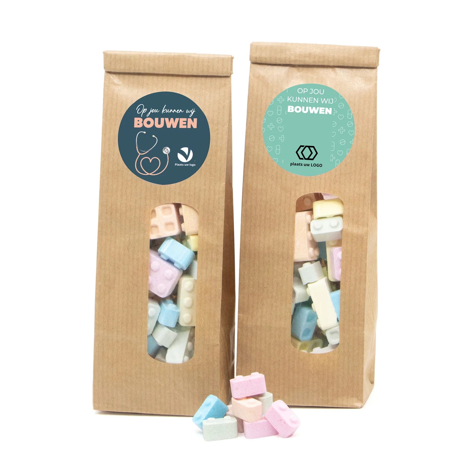 Kraftzakje met bouwsteentjes - Verpleging - Bedankjes.nl