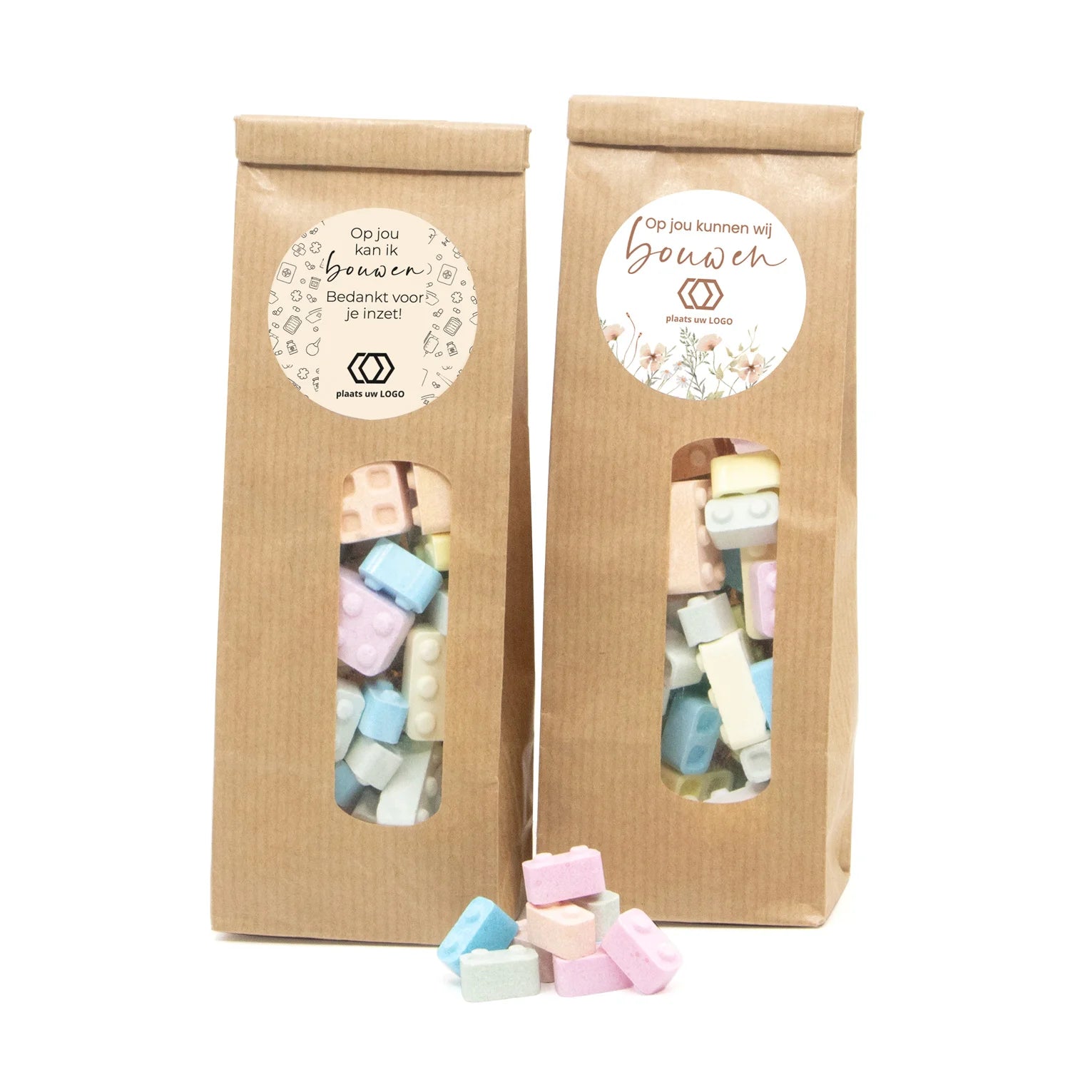 Kraftzakje met bouwsteentjes - Verpleging - Bedankjes.nl