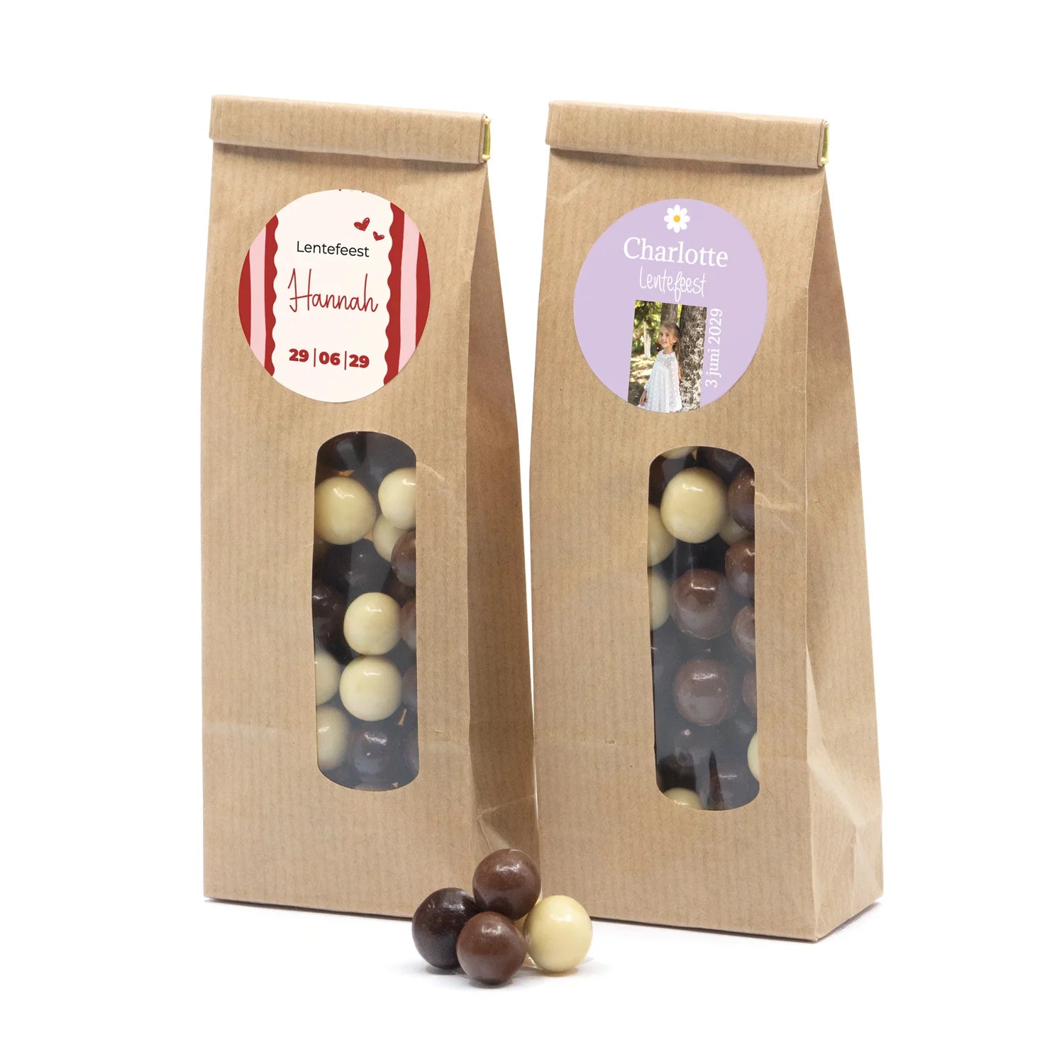 Kraftzakje met chocolade - Communie meisjes