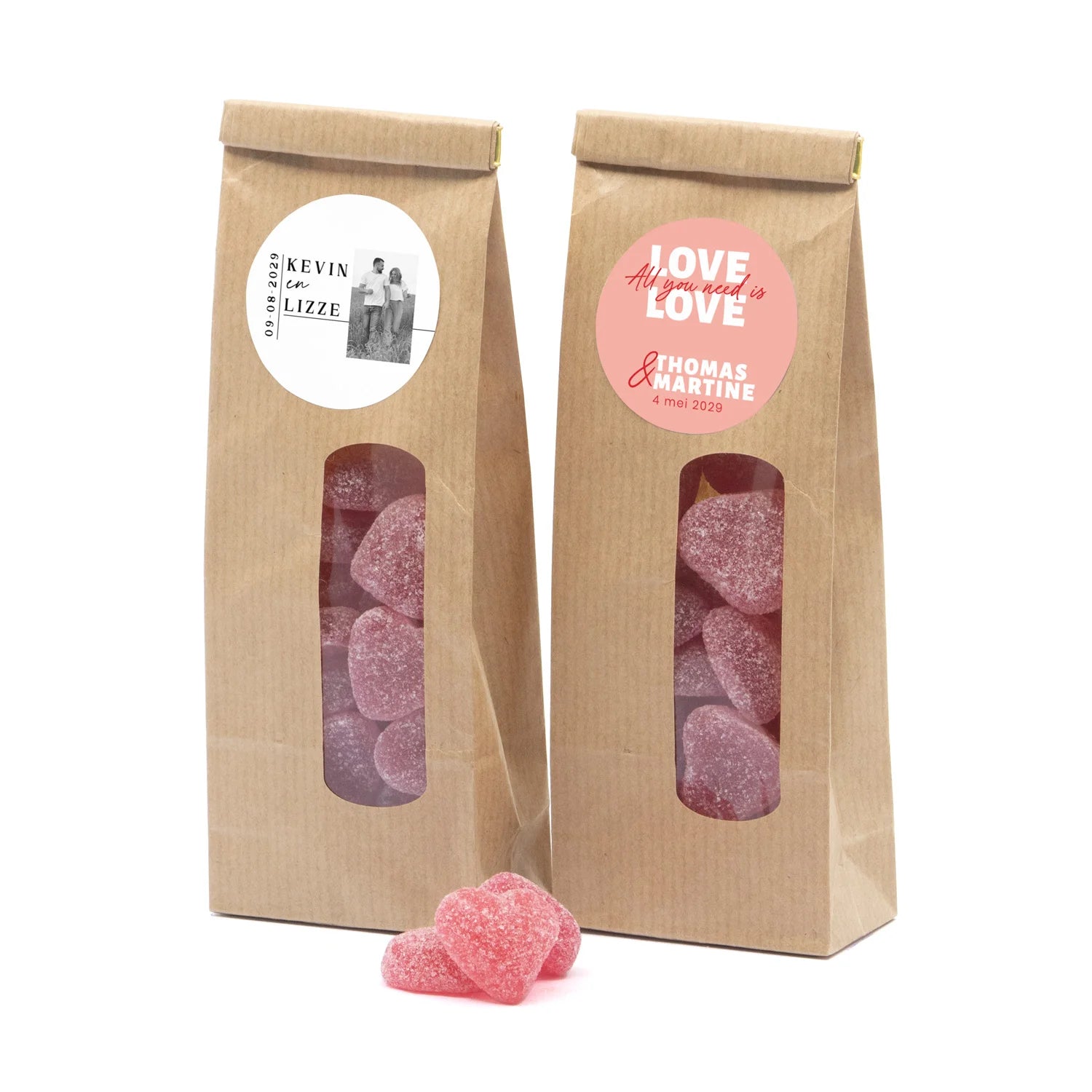 Kraftzakje Love is Sweet - Trouwen - Bedankjes.nl