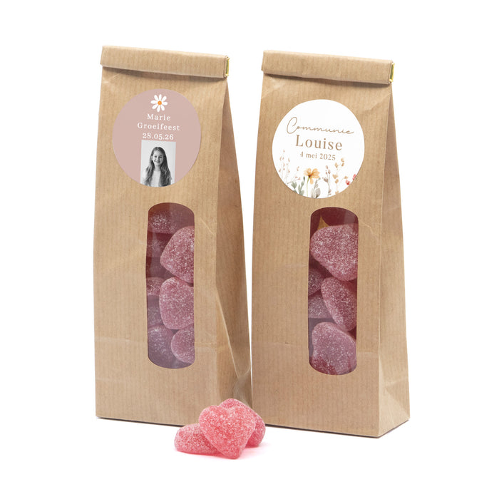 Kraftzakje met snoepjes - Communie meisjes Kraftzakje met snoepjes - Communie meisjes