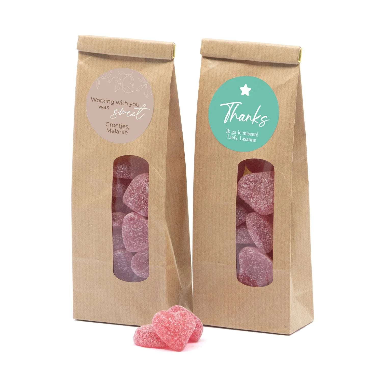 Kraftzakje met snoepjes - Afscheid collega - Bedankjes.nl