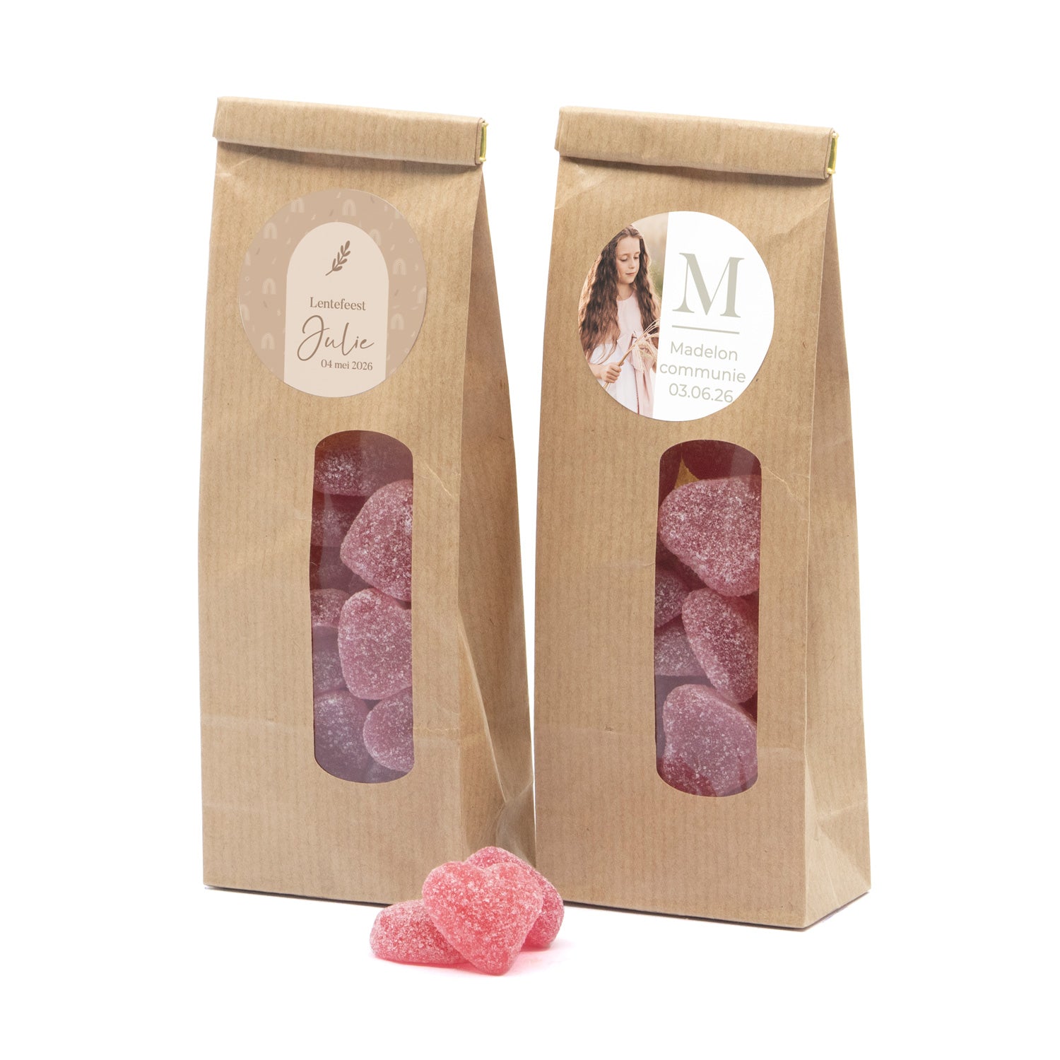 Kraftzakje met snoepjes - Communie meisjes - Bedankjes.nl