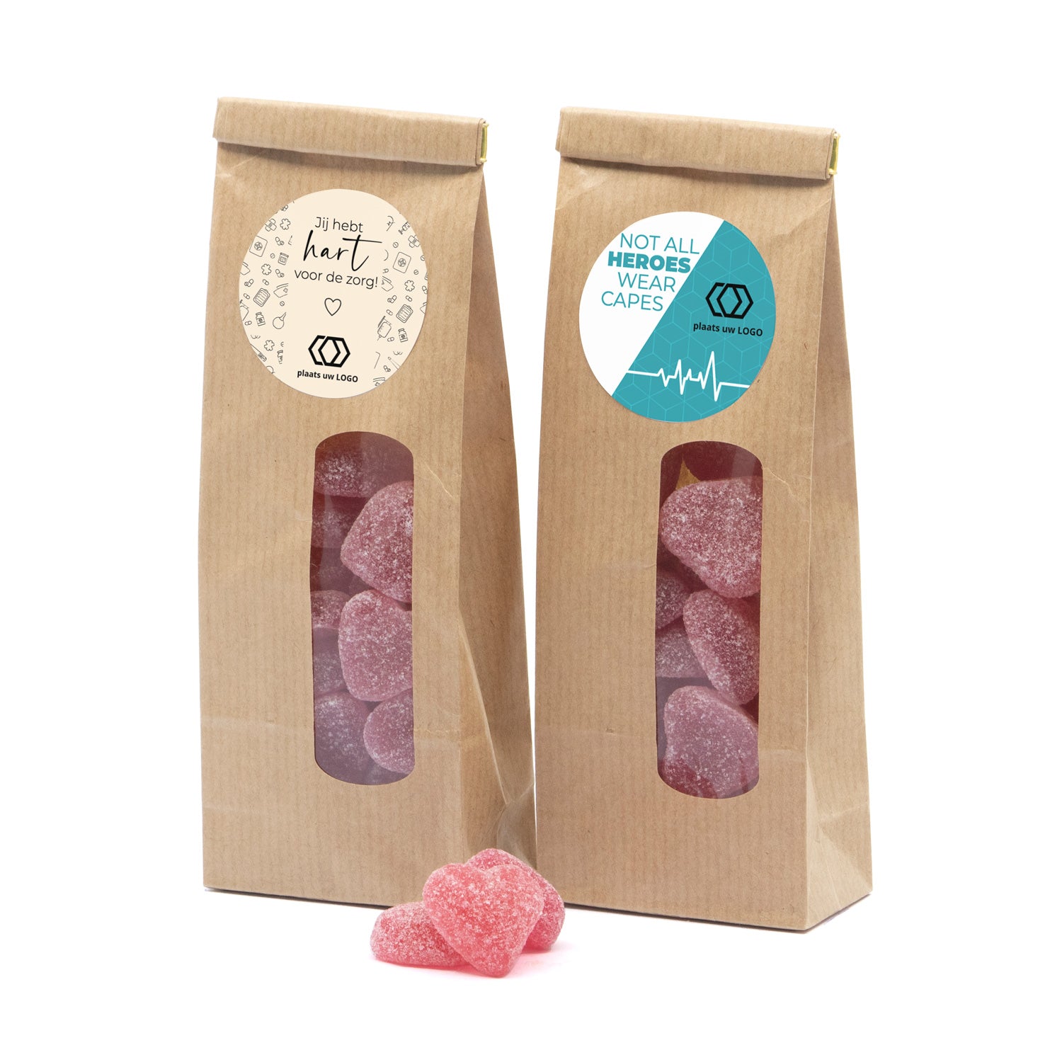 Kraftzakje met eigen etiket - Verpleging - Bedankjes.nl