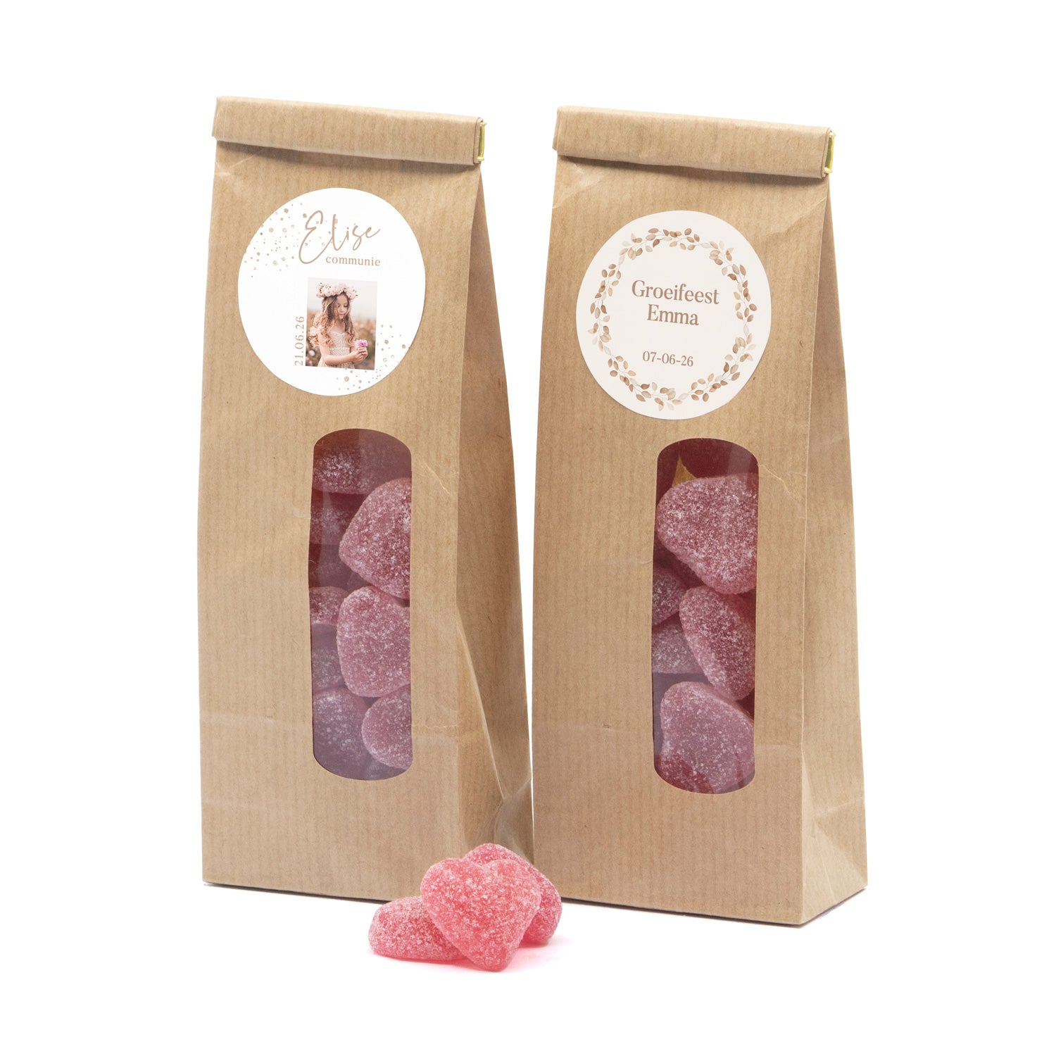 Kraftzakje met snoepjes - Communie meisjes - Bedankjes.nl