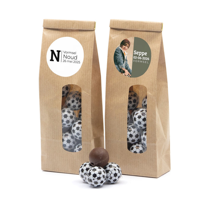 Kraftzakje met voetballen - Communie jongens Kraftzakje met voetballen - Communie jongens